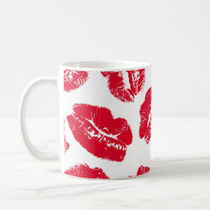 Aufdruck Kuss Rote Lippen: Nahtloser Vintage-Stil Kaffeetasse