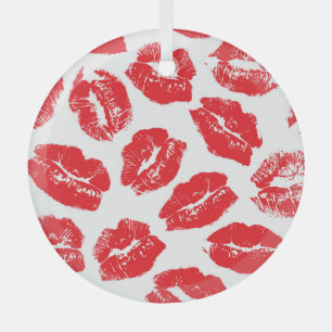 Aufdruck Kuss Rote Lippen: Nahtloser Vintage-Stil Ornament Aus Glas