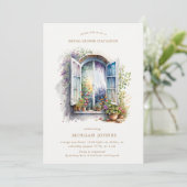 Aufenthalt im Brautparty Aquarellfenster Einladung (Stehend Vorderseite)
