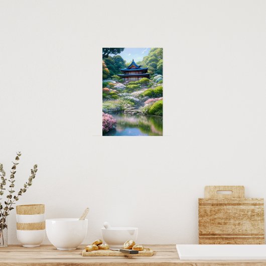 Aufenthalt im japanischen Garten Poster (Küche)