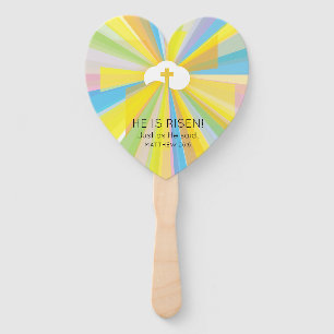 Auferstandene Wolke und Kreuz mit farbenfrohen Lic Fächer