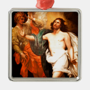 Auferstandener Christus nach oben schauend Silbernes Ornament