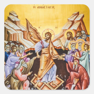 Auferstehung Christi orthodox christlich Quadratischer Aufkleber