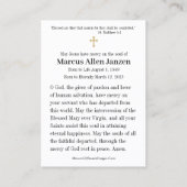 Auferstehung des christlich-katholischen Beerdigun Visitenkarte (Rückseite)