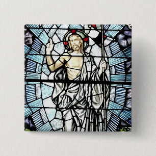 Auferstehung des Jesus-Buntglas-Fensters Button
