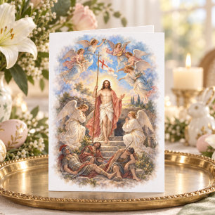 Auferstehung Ostern Christlich Jesus und Engel Feiertagskarte