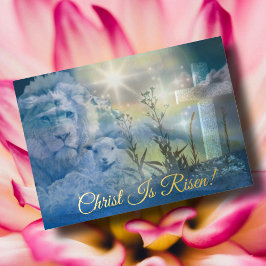 Auferstehungstag Osterlammkreuz Folien Feiertagskarte