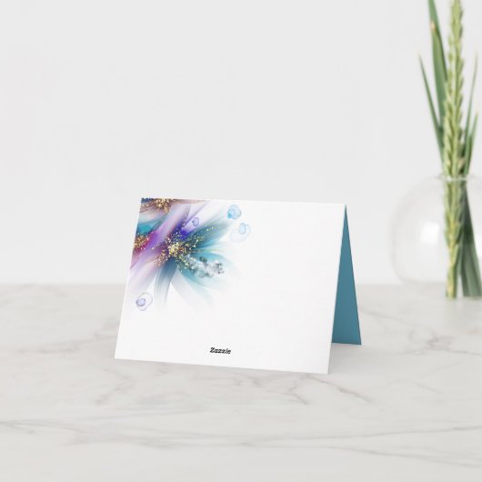 Auffallend Aquamarines Amethyst Abstrakte Blüte Dankeskarte (Rückseite)