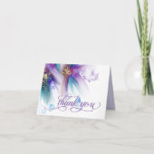 Auffallend Aquamarines Amethyst Abstrakte Blüte Dankeskarte (Vorderseite)