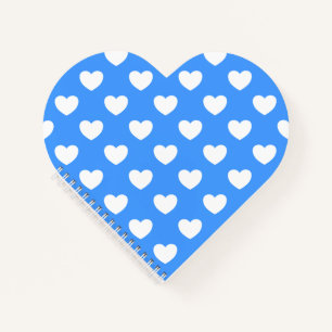 Auffallend blaue Farbe und weiße Herzspirale Notizblock