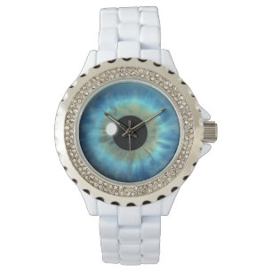 Auffallend blaues Auge Iris Eyeball Custom Wrist W Armbanduhr