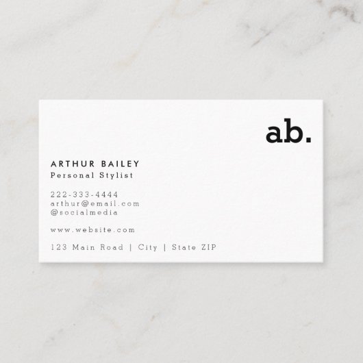 Auffallend einfach: Modernes Monogramm Schwarz & W Visitenkarte (Vorderseite)