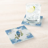 Auffallend handgestrichen Ultramarine Lorikeet Glasuntersetzer (Schrägansicht)