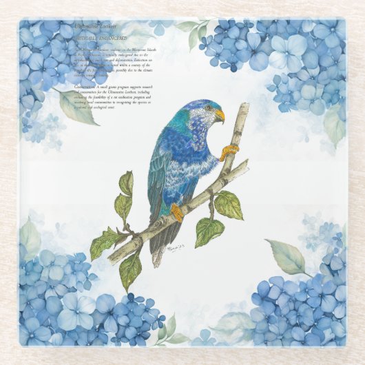 Auffallend handgestrichen Ultramarine Lorikeet Glasuntersetzer (Vorderseite)