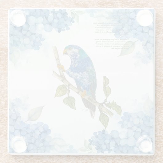 Auffallend handgestrichen Ultramarine Lorikeet Glasuntersetzer (Rückseite)