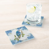 Auffallend handgestrichen Ultramarine Lorikeet Glasuntersetzer (Schrägansicht)