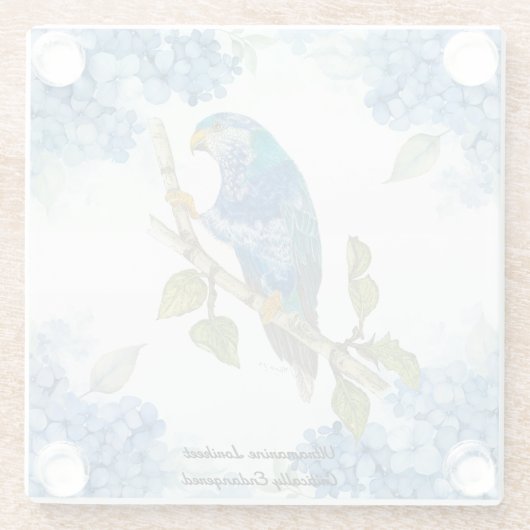 Auffallend handgestrichen Ultramarine Lorikeet Glasuntersetzer (Rückseite)