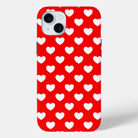 Auffallend Red iPhone Cover White Hearts Muster (Rückseite)