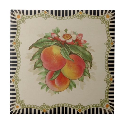 Auffallend Retro Transferware Peaches Repro Fliese (Vorderseite)