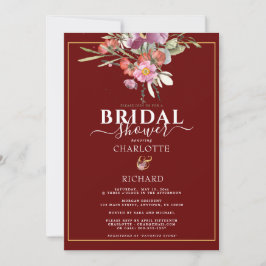 Auffallend Rosa Blütengoldverzierungen Ampersand B Einladung