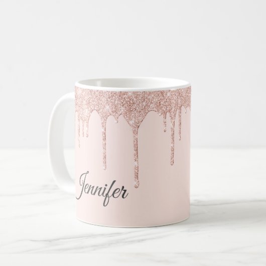 Auffallend Rosa Glitzer Mit Monogramm Kaffeetasse (Vorderseite Links)