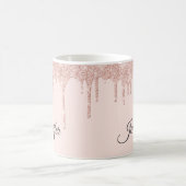 Auffallend Rosa Glitzer Mit Monogramm Kaffeetasse (Mittel)