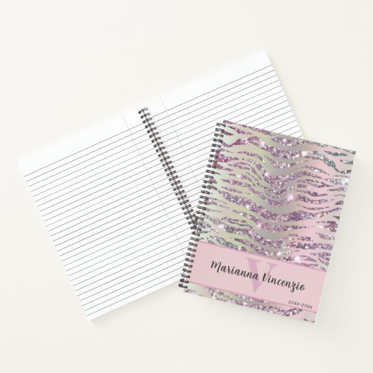 Auffallend Rosa Silver Tiger Zebra Glitzer Notizblock (Innenseite)