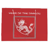 Auffallend Rot und Weiß Jahr des Drachen Große Geschenktüte (Rückseite)
