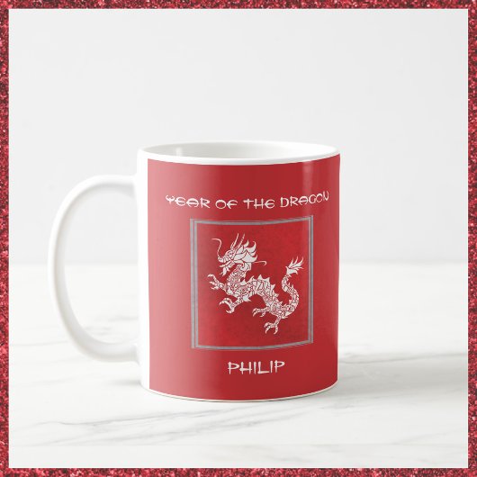 Auffallend Rot und Weiß Jahr des Drachen Kaffeetasse