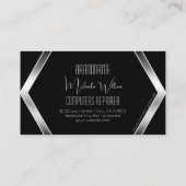 Auffallend Schwarz Geometric Modern Silver Eye Cat Visitenkarte (Rückseite)