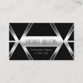 Auffallend Schwarz geometrischer Chic Silver Eye C Visitenkarte (Vorderseite)