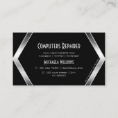 Auffallend Schwarz Geometrisches, schimmliges Silb Visitenkarte (Rückseite)