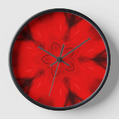 Auffallend Schwarz Rot Moderne Moderne Blumen Uhr (Vorderseite)