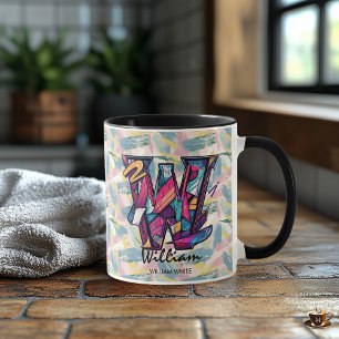 Auffallende Abstrakte Monogramm-Tasse - W für Will Tasse