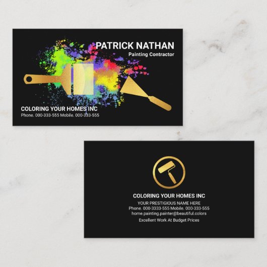 Auffallende Farbpinsel für Spritzer Visitenkarte (Vorne/Hinten)