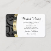 Auffallende Gold Black and White Monogram Diamonds Visitenkarte (Rückseite)