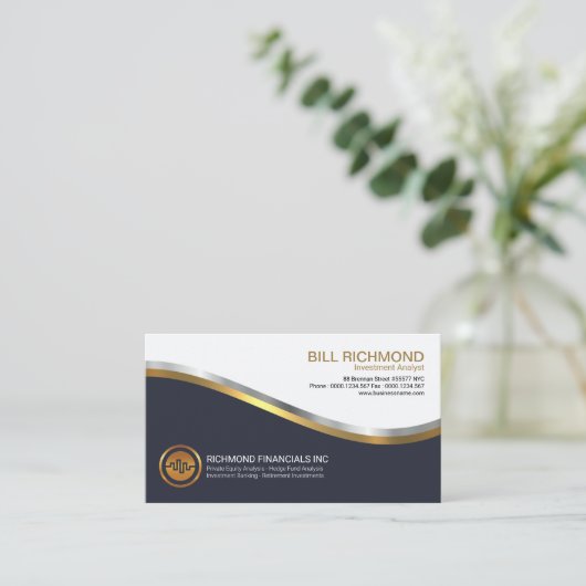 Auffallende Gold-Silber-Investitions-Wellen Visitenkarte (Stehend Vorderseite)