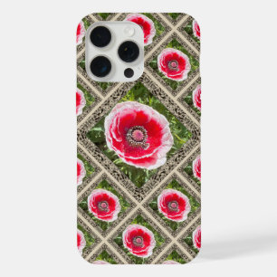 Auffallende iPhone-Hülle mit roten und weißen Mohn iPhone 15 Pro Max Hülle