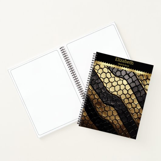 Auffallende Muster einer schwarzen und goldenen Sc Notizblock (Innenseite)