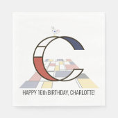 Auffallende Neoplastik Style Monogramm. Buchstabe Serviette (Vorderseite)