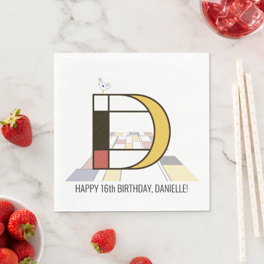 Auffallende Neoplastik Style Monogramm. Buchstabe  Serviette (Beispiel)