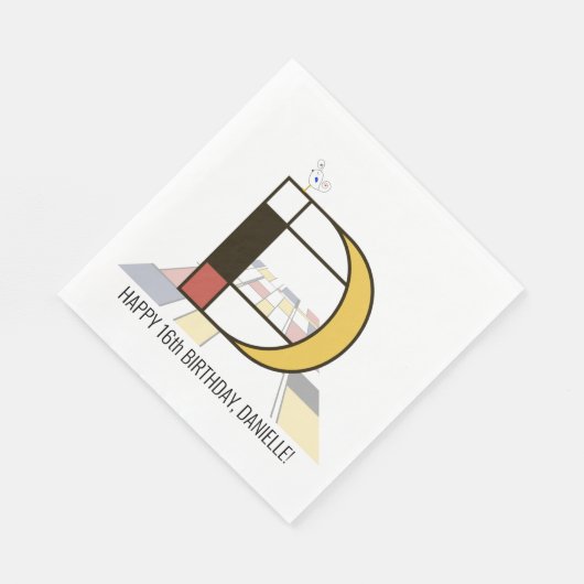 Auffallende Neoplastik Style Monogramm. Buchstabe Serviette (Ecke)