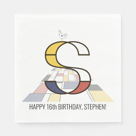 Auffallende Neoplastik Style Monogramm. Buchstabe  Serviette (Vorderseite)