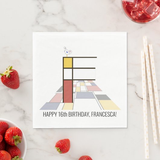 Auffallende Neoplastik Style Monogramm. Buchstabe  Serviette (Beispiel)