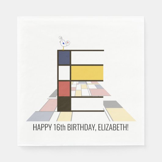 Auffallende Neoplastik Style Monogramm. Buchstabe Serviette (Vorderseite)