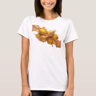 Auffallende orange abstrakte Zitronen Modekunst T-Shirt
