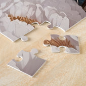 Auffallende Schneeleoparden-Blicke und rosa Peonie Puzzle (Seite)