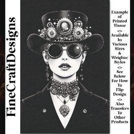 Auffallende Steampunk-Frau monochrome AC5-Decoupag Seidenpapier
