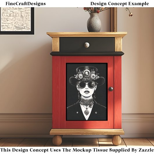 Auffallende Steampunk-Frau monochrome AC5-Decoupag Seidenpapier