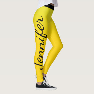 Auffallender Gelb- und Schwarzer Individuelle Name Leggings